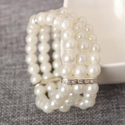 Fauxperlenarmband Damen Retro Armband Damen Strass Stretch