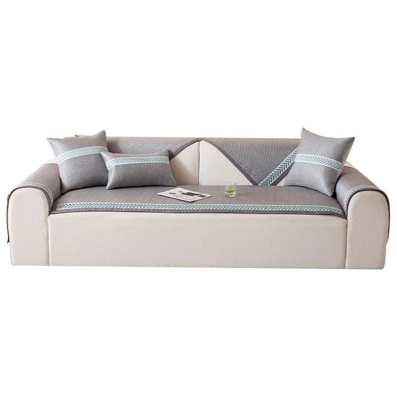 Sofa Cushion, Summer Ice Rattan Mat, Simple Non-Slip Sofa Cover Towel, Summer Ice Silk Straight Row Sofa Seat Cushion