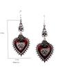 Dual Heart Rose Gothic Punk Earrings with Demon Eye and Bat Design