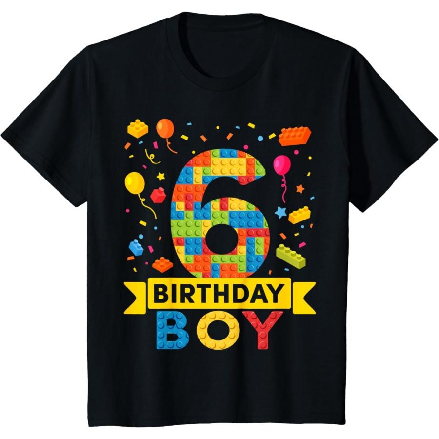 

Kids 6 Year Old Building Blocks 6th Birthday Boy T-Shirt XXXXXL чёрный