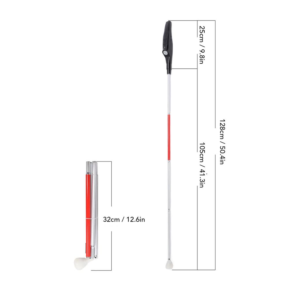 Foldable Red Reflective Film Walking Blind Stick Obstacle Detection Electronic Blind Cane Quick Expansion for Outdoor Use Tools