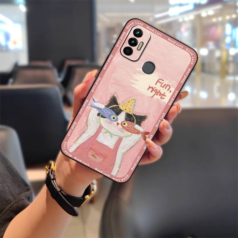 Cute Dirt-resistant Phone Case For Tecno Spark 7/Spark7T Fashion Design Cartoon Silicone Back Cover Full Wrap Graffiti