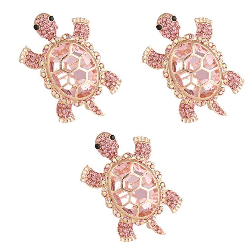 ABBY-Full Diamond Turtle Brooch High-End Niche Design Rhinestone Brooch Pin European And American Brooch розовый