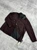 2024 Women's Retro Suede Velvet Lapel Jacket - Wine Red