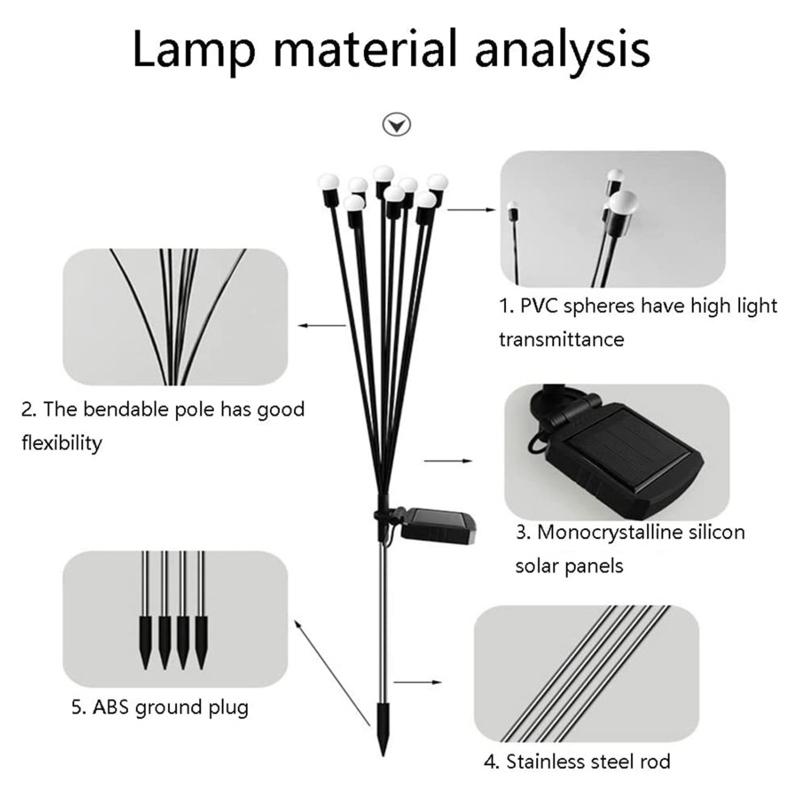 Decorative Solar Garden Light Outdoor Waterproof Firefly- for Path Light for Pathway Yard Patio Landscape Warm White/Col