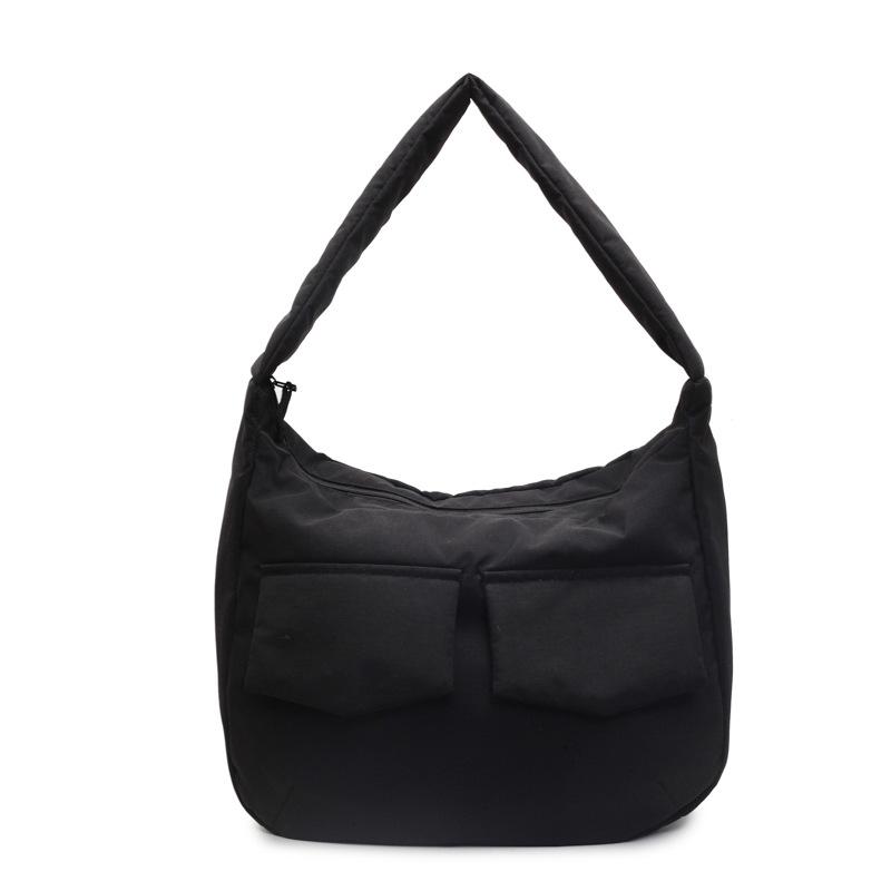 Korean version of simple lazy wind messenger bag women's large-capacity solid color versatile shoulder bag going out casual cotton clothes tote bag