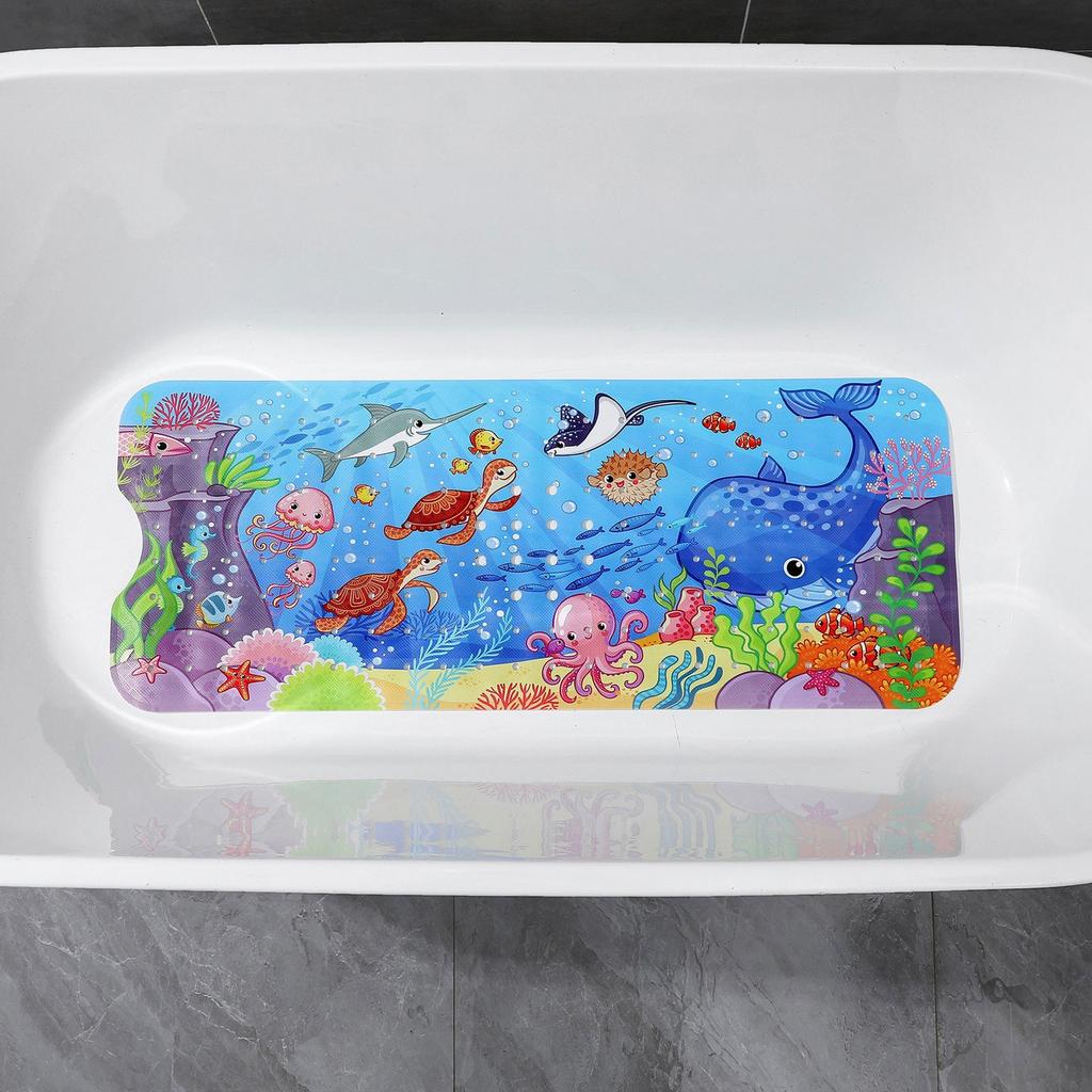 100X40 Extended Bath Mat Environmentally Friendly PVC Bathroom Non- Mat Children's Cartoon Shower Mat