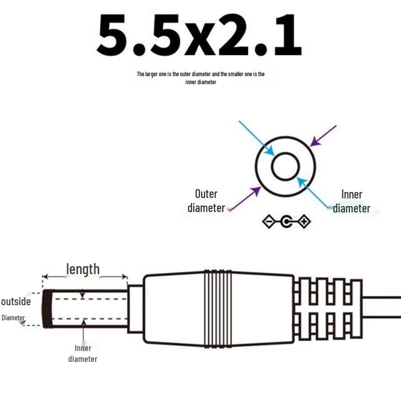 Rundloch-Ladekabel - 5V USB zu DC 5,5/3,5/2,5/4,0/2,0mm Netzteil