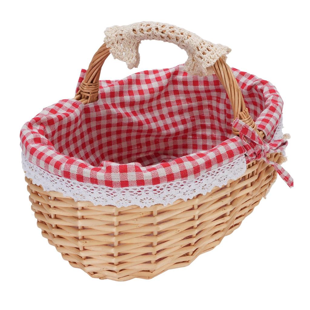Picnic Basket with Removable Liner Hand Woven Empty Picnic Hamper Basket with Handle for Easter Camping Wedding Gathering