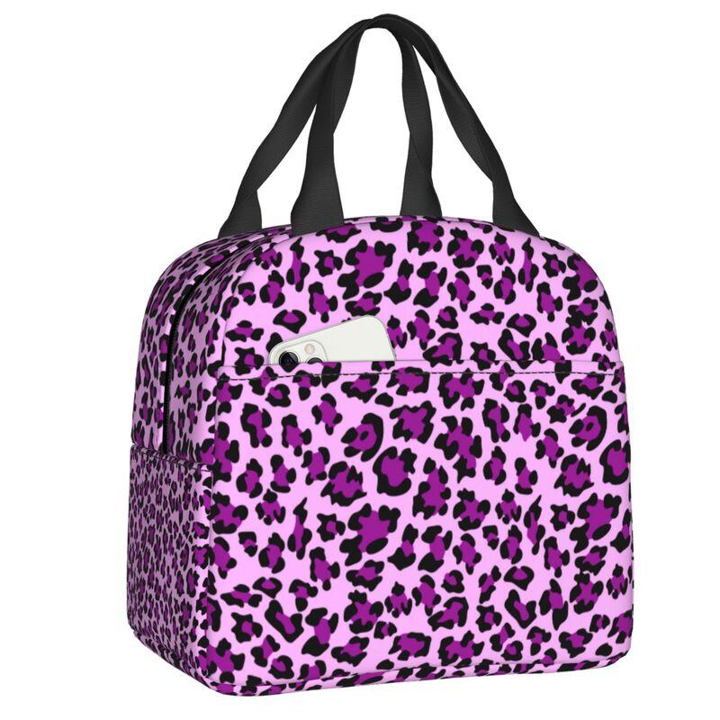 Borse Termiche Pranzo con Stampa Leopardo per Donne Pelle Animale Riutilizzabile Cooler Termico Cibo Pranzo Scatola Pranzo Lavoro Scuola Viaggio