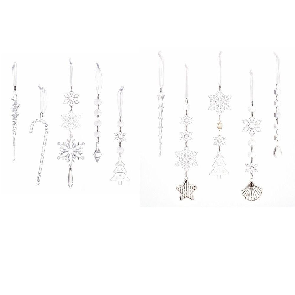 10/12pcs DIY Christmas Crystal Pendant Clear Acrylic Xmas Hanging Decoration New Year