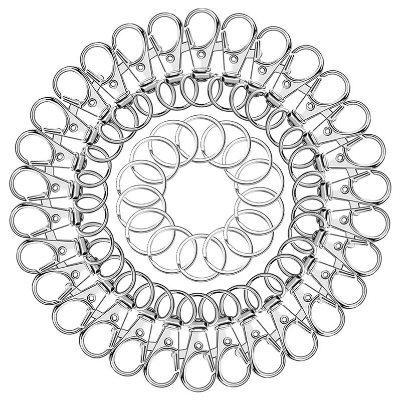 100Set Swivel Snap Hooks With Key Rings Metal Keychain Clip Snap Hooks For Keychain Clip, Lanyard, Key, Art Crafts, Silver+Gold