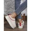 Thick Soles Wear Winter Headscarf Half Slippers, New Ethnic Style Lace Wool Semi-support Snow Cotton Slippers