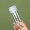 2 clear pump bottle dispensers press-down reusable travel bottle set for makeup, nail polish cleaning, cosmetics storage.