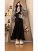 Korean Style Autumn & Winter Bow Tie Sweater and Fringe Skirt Two-Piece Set for Women