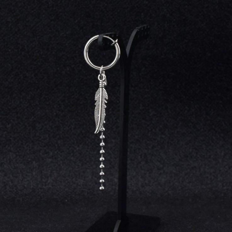 Korean Style Leaf Chain Tassel Ear Clip Jewelry