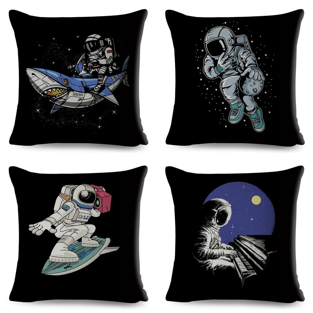 Cartoon Astronaut Sports Cushion Sofa Home Decoration Kids Room Planet Music Pillowcase