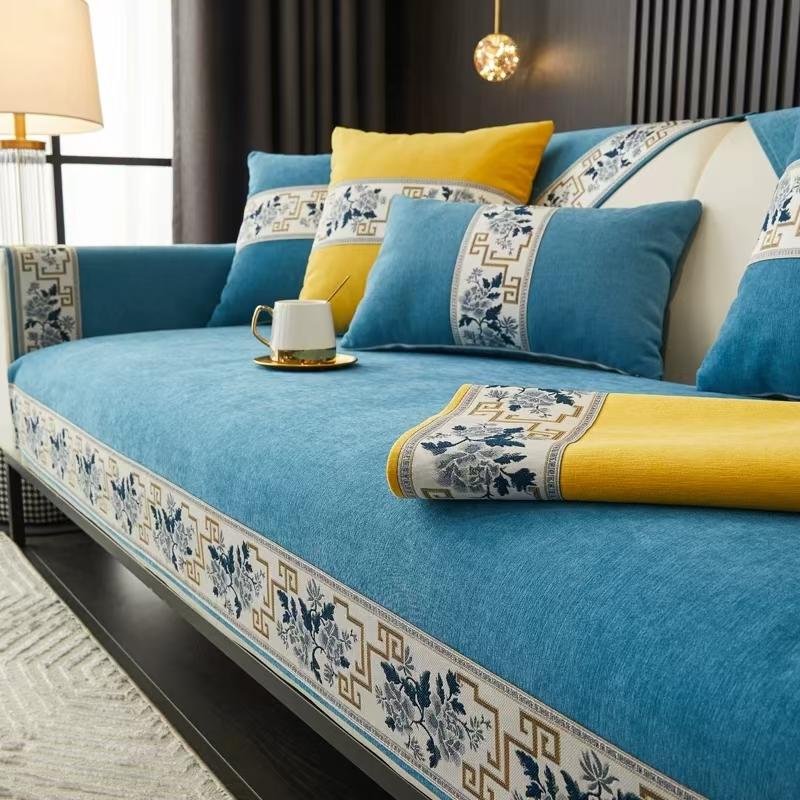 Housse de canapé épaisse de Style chinois, en Chenille solide, antidérapante, coussin de canapé, canapés de salon, housse de fauteuil universelle, tapis de serviette