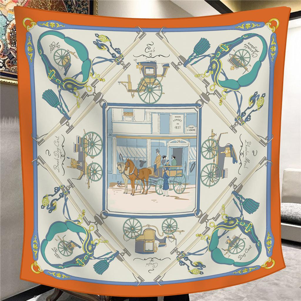 Sciarpa Quadrata da Donna in Finta Seta e Lana 110X110M Elegante Chic Lusso Regalo di Natale Compleanno Festa Ufficio Wrap Quotidiano