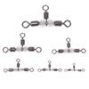 10Pieces Stainless Steel T-Turn 3 Way Fishing Connector Rolling Swivel Fishing Tackle Connector Luminous Beads Attract Fish