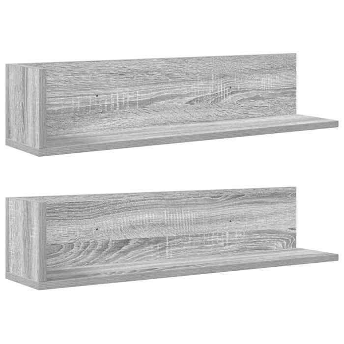 VidaXL Wall Shelves 2 Pcs Sonoma Grey 75x16.5x16.5 Cm, Floating Shelf, Hanging Shelf, Corner Wall Shelf, 860036