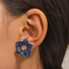 European American Trendy 3D Metal Flower Petal Stud Earrings, Japanese Korean Temperament Women Earrings