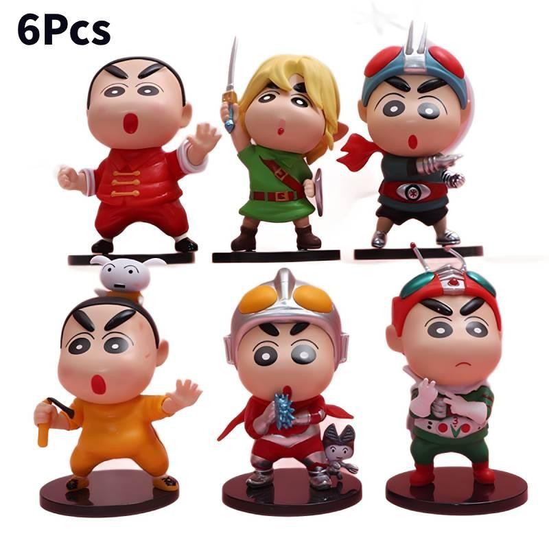 Adorable Crayon Shin Chan Figure Collection Featuring Six Unique Character Designs