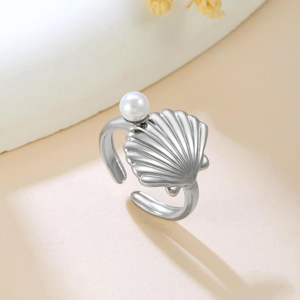 Women's Adjustable Irregular Ocean Pearl Shell Ring - Cool, Simple Style Index Finger Jewelry