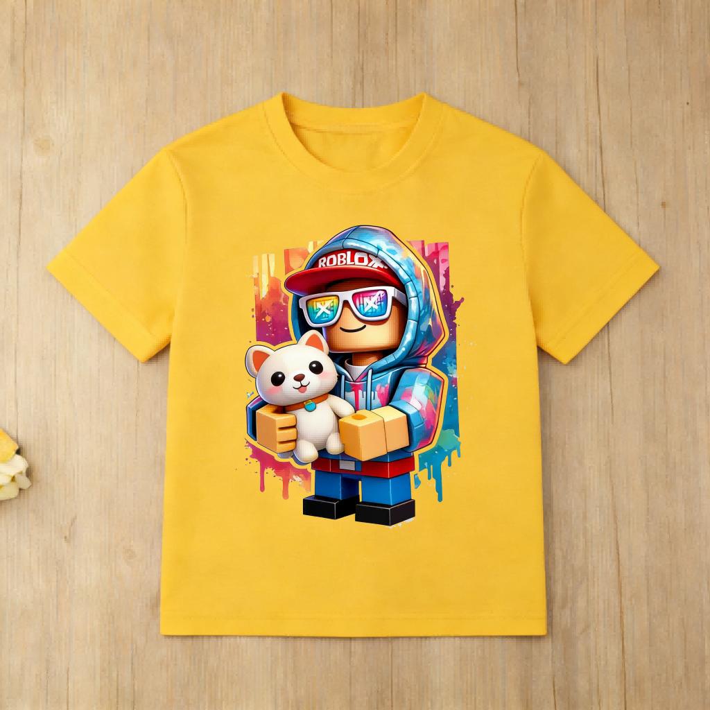 Roblox Game Lover Kids T Shirt Boys Girls Cool Headset Character Print Cotton Short Sleeve Casual Tees