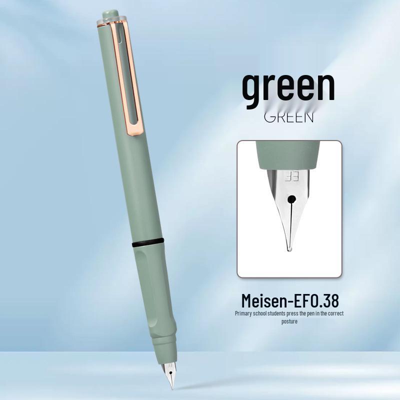 Refillable Ergonomic Fountain Pen for Students - Transparent Colored Plastic Design