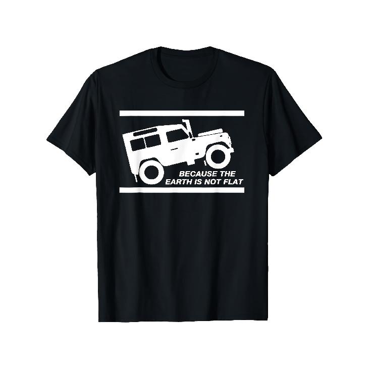 1pc Men'S Funny Off-Road Adventure T-Shirt | Black Crewneck Tee with "Because The Earth Is Flat" Slogan and Bold SUV Design, Machine Washable,