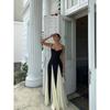Night and France French Style Sexy Style Black and White Color Matching Sling Dress Slim Fit Slimming Formal Dress Mopping Floor Long Dress