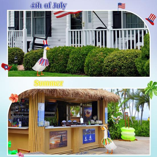 

1 Set Lawn Goose Outfits Halloween Christmas Easter Independence Day Valentine s Day Festival Outdoor Yard Paty Goose Statue Decoration Dress-up C