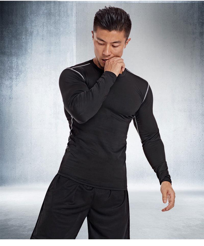 Men's Quick-Dry Autumn Training Tights with Sweat-Wicking Long Sleeves for Running, Basketball, and Fitness