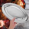 1pc Stainless Steel Oval Tray 20Cm Anti-Rust Dessert Plate Snack Cake Serving Home Restaurant Kitchen Use