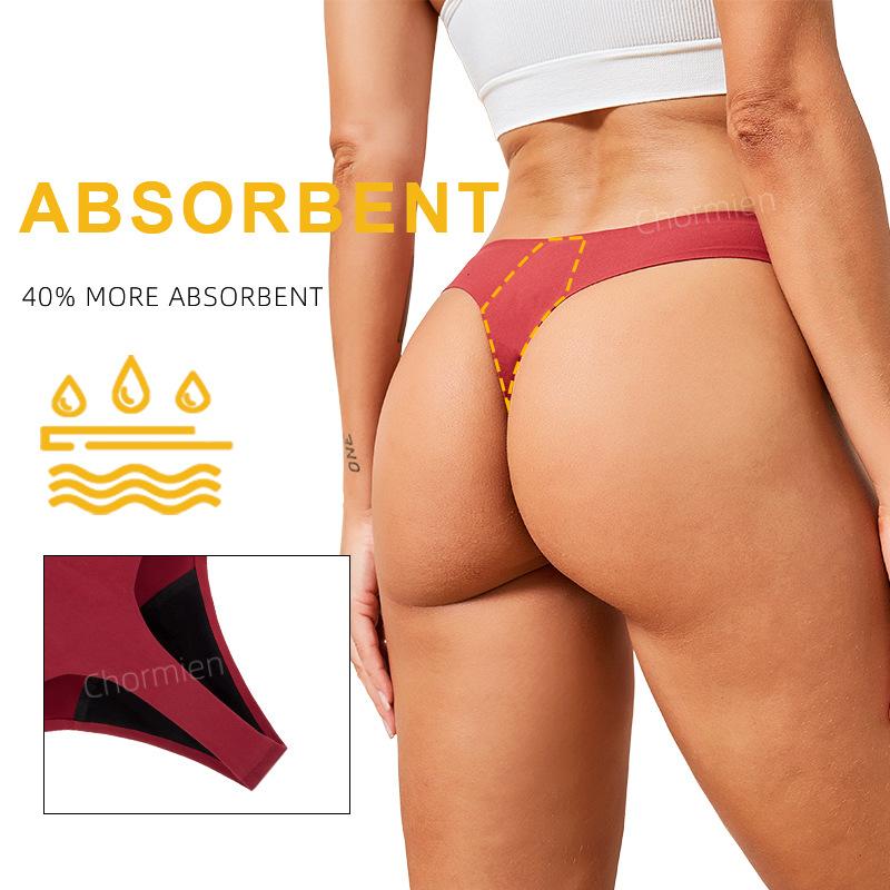 Large size women's physiological underwear leak-proof four-layer sanitary napkin-free sticker menstrual thong