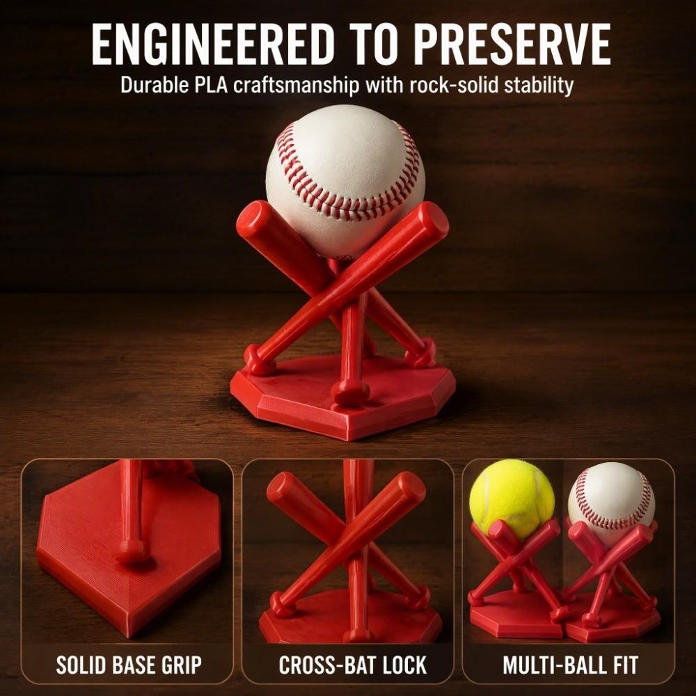 PLA 3D-gedrucktes Baseball-Aufbewahrungsregal Drei baseballschlägerförmige Golfball-Displayständer Softball
