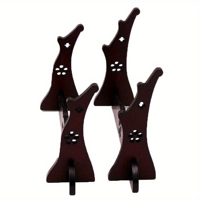 1KS Stojan na prstenové pravítko Dřevěná základna Stojan ve stylu čínského umění Ručně vyráběný stojan Dekorace