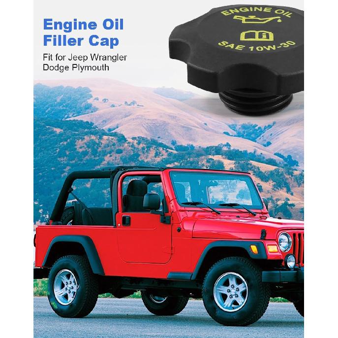 Oil Filler Cap Engine Oil Filler Cap Fit for Jeep Wrangler Grand Cherokee Liberty, Fit for Chrysler/Dodge/Plymouth, Replace 53010654AA 04648831AA