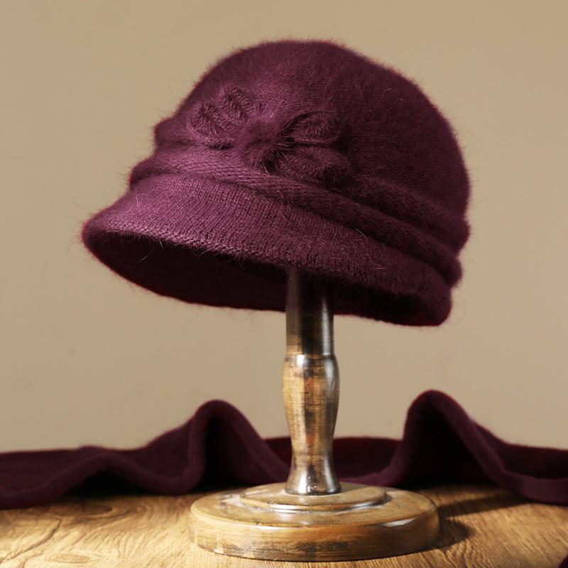 Mom hat elderly autumn and winter rabbit fur knitted hat female thickened winter old lady wool hat thermal hat