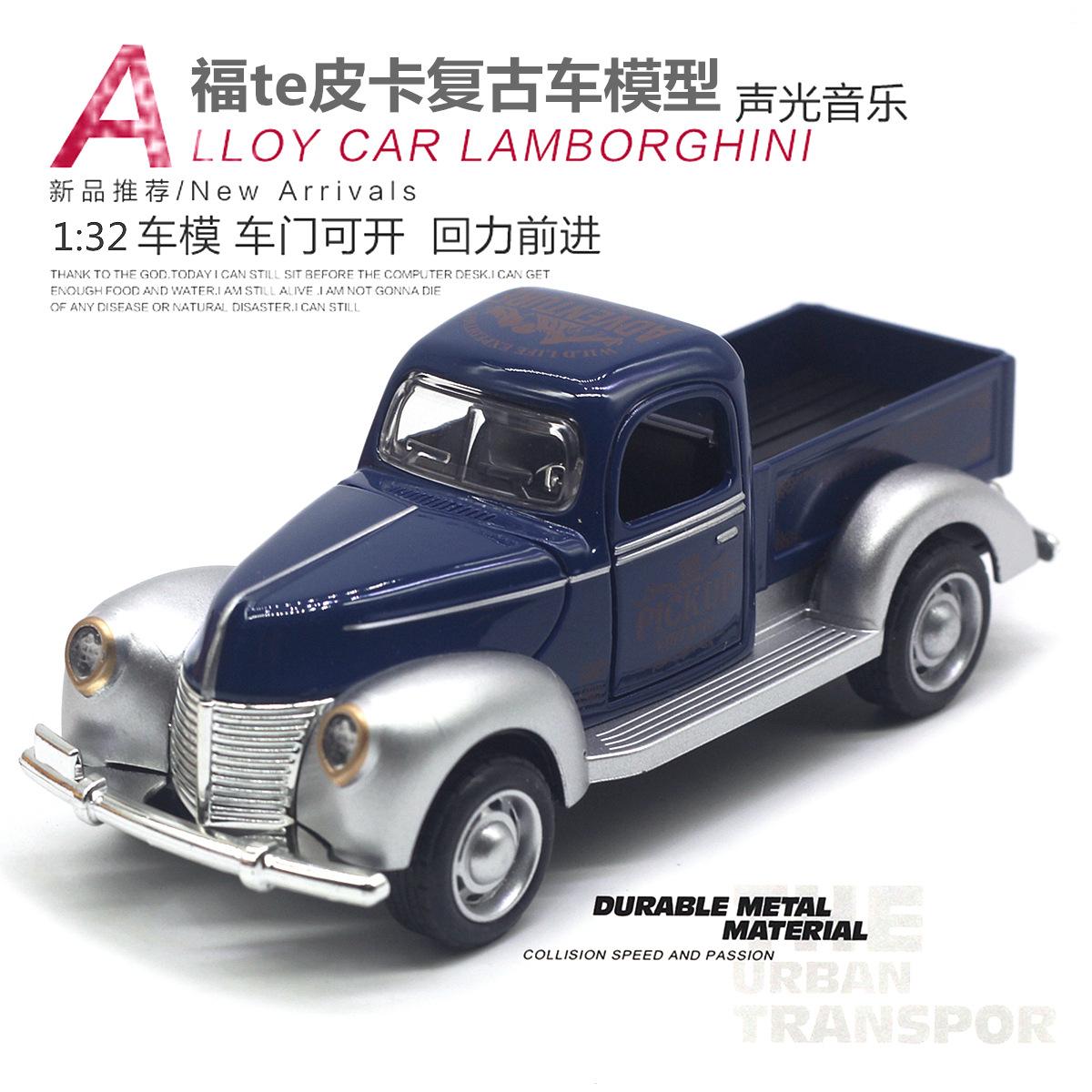 

1:32 Gold Fute 3 Pickup Classic Classic Car Simulation Model Sound And Light синий