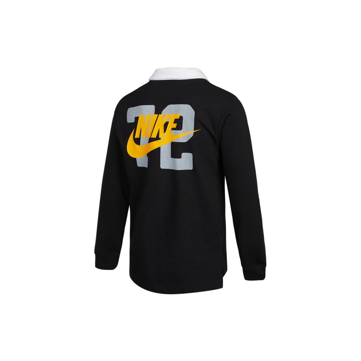 Men s Nike Sportswear Rugby Sports Printing Knit Long Sleeves Autumn Black Polo Shirt DD6180-010 L