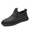 Skórzane Męskie Buty Casual Marka 2024 Męskie Mokasyny Oddychające Wsuwane Czarne Buty do Jazdy Miękka Podeszwa Sneakersy na Platformie