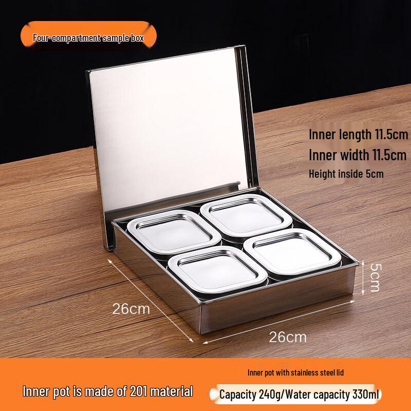 Stainless Steel Four-Compartment Food Sample Retention Box