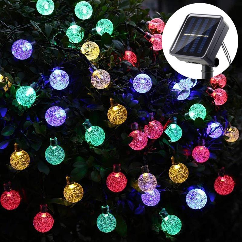 1pc Solar-Powered Bubble Ball LED String Light 20/50/100LED Waterproof Outdoor Garden Corridor Courtyard Ramadan Decoration