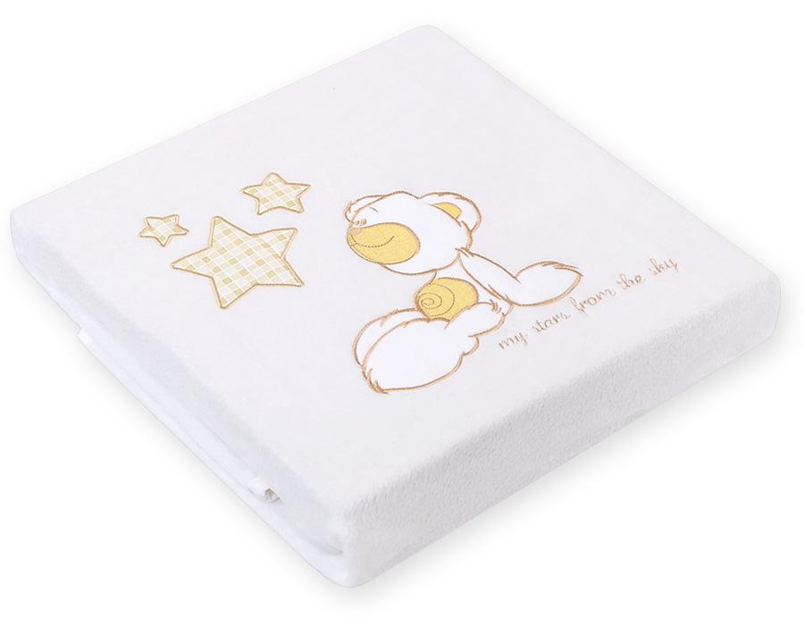 Fleece blanket for babies - Carlo - Teddy bear with stars, white