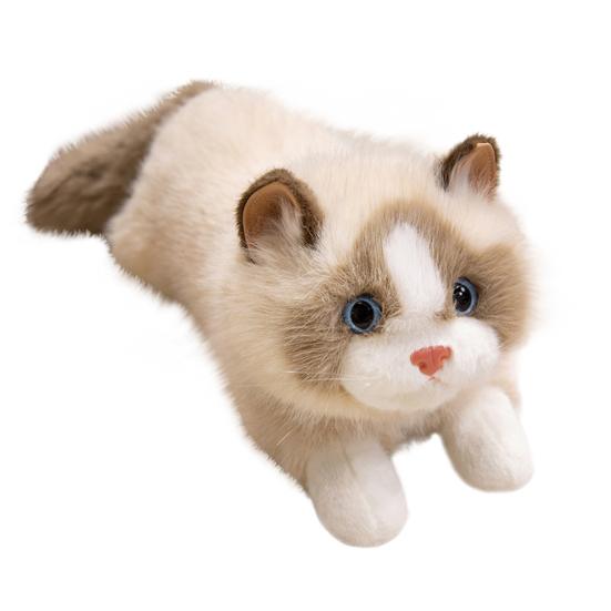 Lifelike Siamese Cat Plush Toy with Sound Soft Stuffed Animal Kitten Realistic Cuddly Companion Birthday Gift for Kids Cat Lovers 40cm A