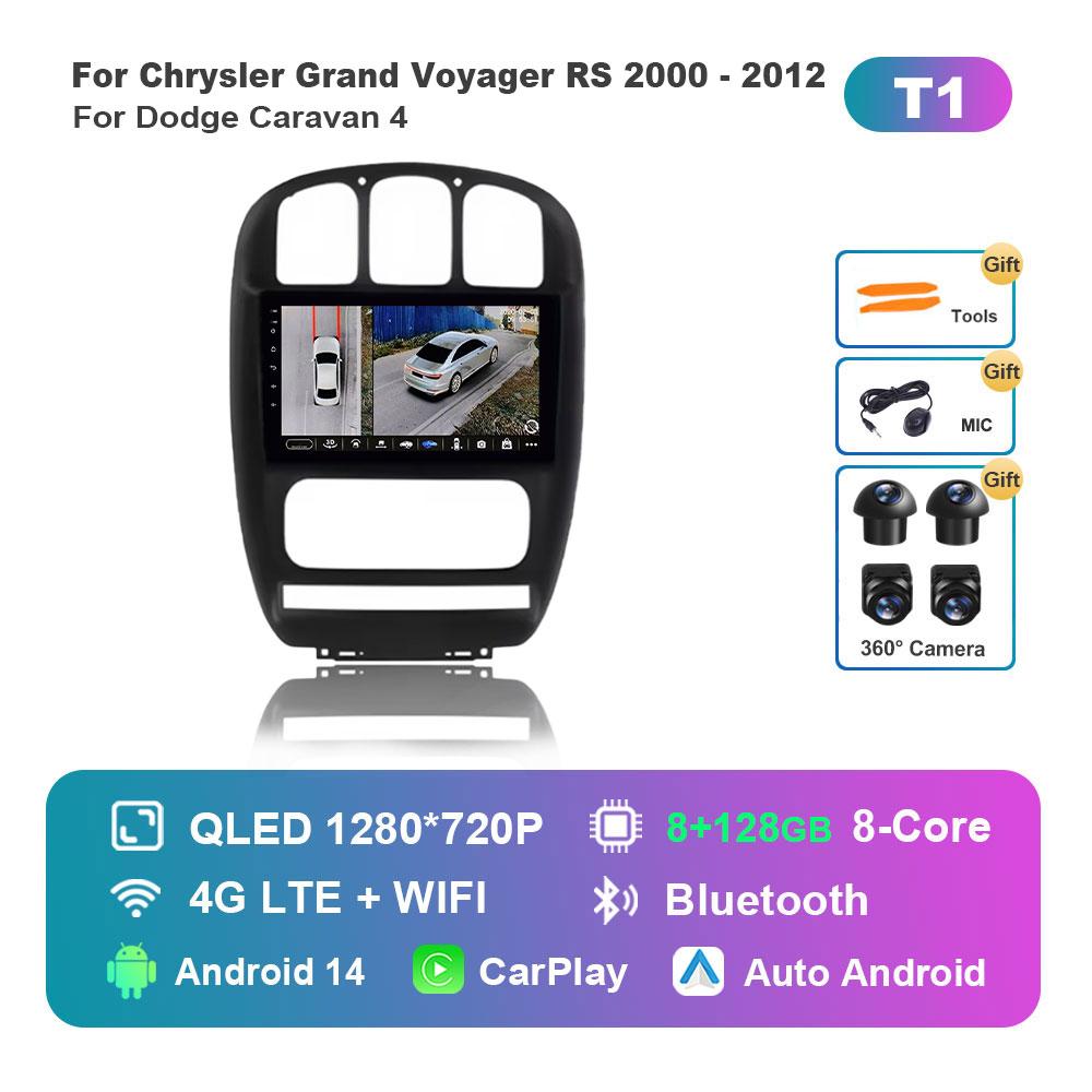 Car Radio Multimedia Player Android 14 System for Dodge Caravan 4 For Chrysler Grand Voyager RS 2000 - 2012 GPS Navi WiFi BT