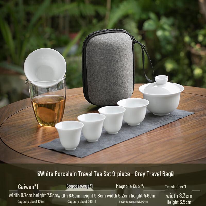 Mutton Fat Jade Porcelain Portable Quick Brew Tea Set