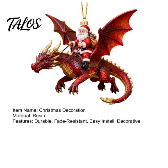 Utsökt Juldekoration för Fönster Santa's Dragon Riders Prydnadssamling, Tomten Rider Nyhet Julgransdekorationer Julprydnad, Festlig